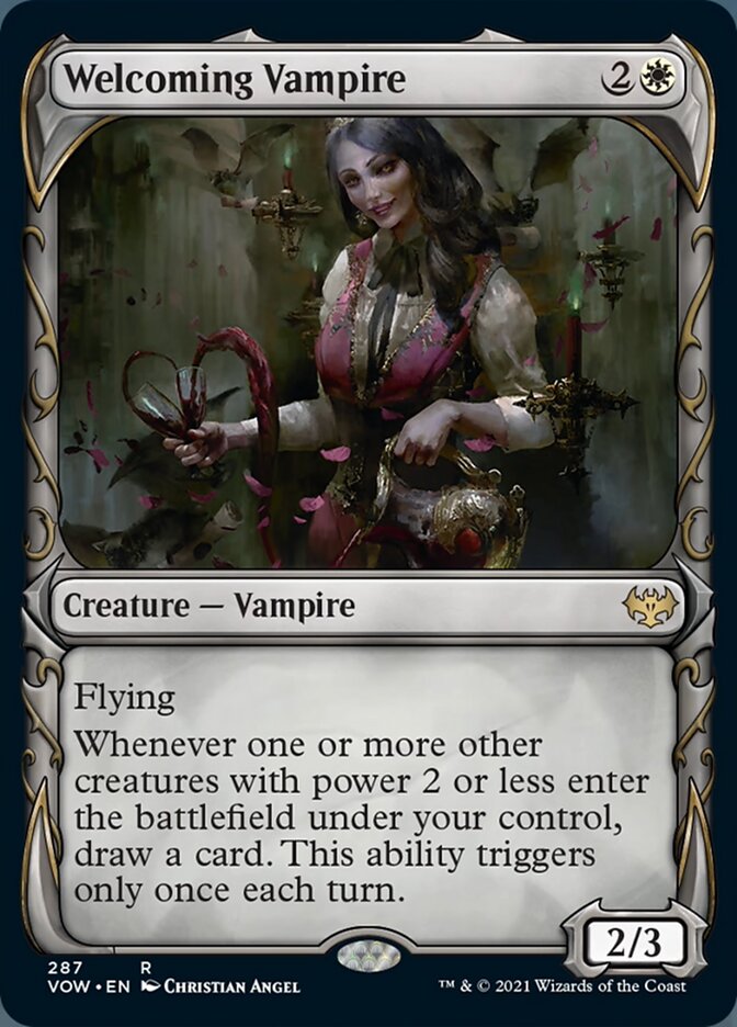 Welcoming Vampire (Showcase Fang Frame) [Innistrad: Crimson Vow] | Dumpster Cat Games