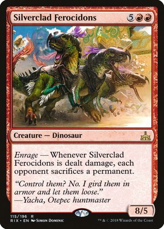 Silverclad Ferocidons [Rivals of Ixalan] | Dumpster Cat Games