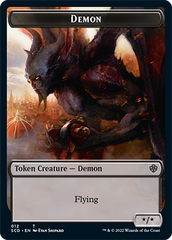 Demon // Demon Double-Sided Token [Starter Commander Decks] | Dumpster Cat Games