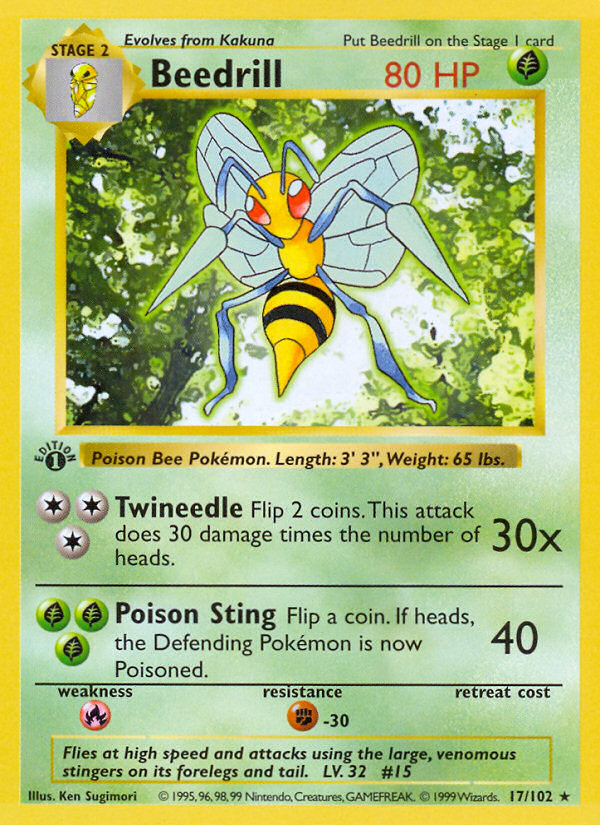 Beedrill (17/102) (Shadowless) [Base Set 1st Edition] | Dumpster Cat Games