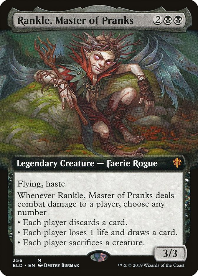 Rankle, Master of Pranks (Extended Art) [Throne of Eldraine] | Dumpster Cat Games