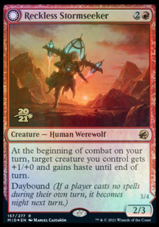 Reckless Stormseeker // Storm-Charged Slasher [Innistrad: Midnight Hunt Prerelease Promos] | Dumpster Cat Games