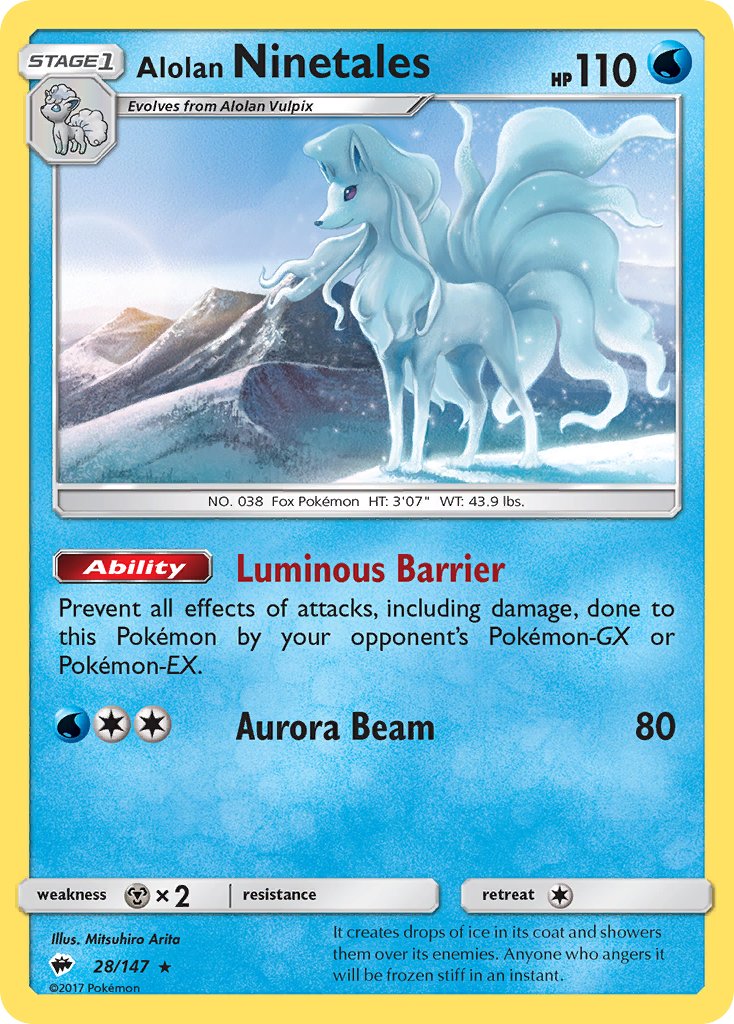 Alolan Ninetales (28/147) (Water Web Holo) (Theme Deck Exclusives) [Sun & Moon: Burning Shadows] | Dumpster Cat Games