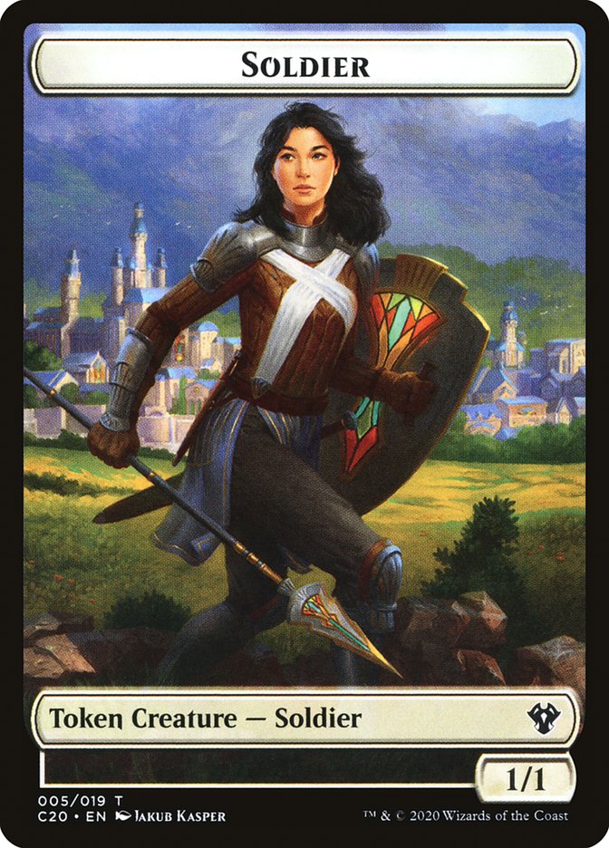 Human Soldier (005) // Drake Double-sided Token [Commander 2020 Tokens] | Dumpster Cat Games