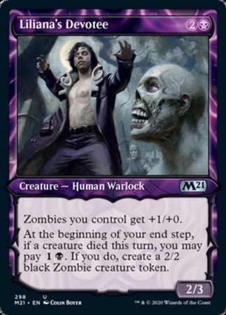 Liliana's Devotee (Showcase) [Core Set 2021] | Dumpster Cat Games