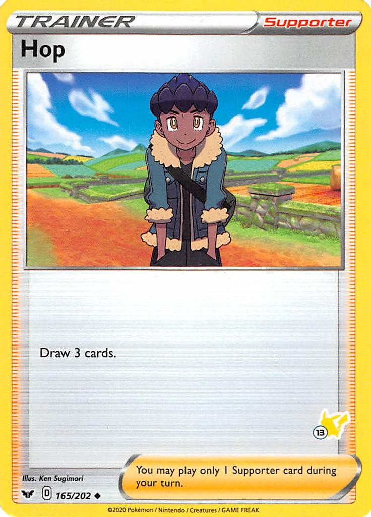 Hop (165/202) (Pikachu Stamp #13) [Battle Academy 2022] | Dumpster Cat Games