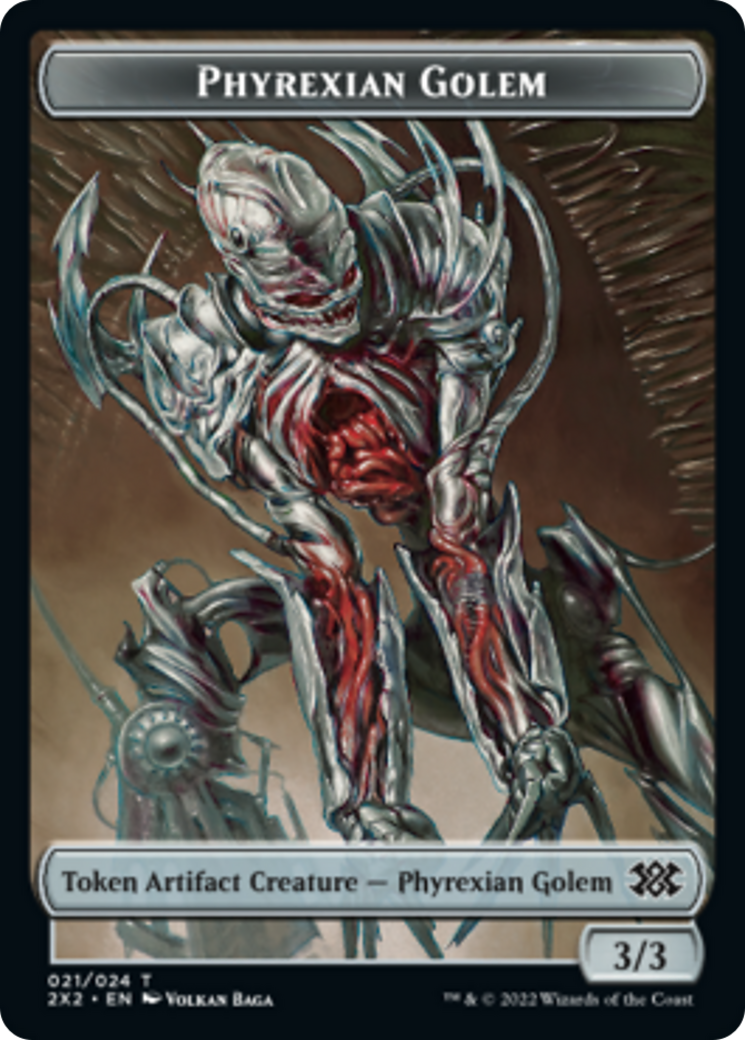 Drake // Phyrexian Golem Double-sided Token [Double Masters 2022 Tokens] | Dumpster Cat Games