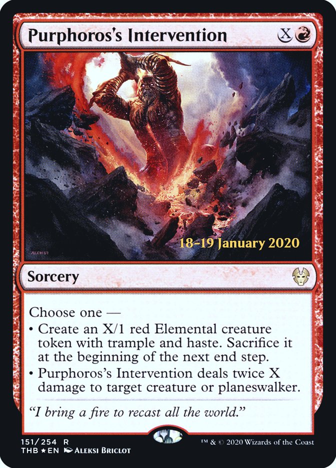 Purphoros's Intervention [Theros Beyond Death Prerelease Promos] | Dumpster Cat Games