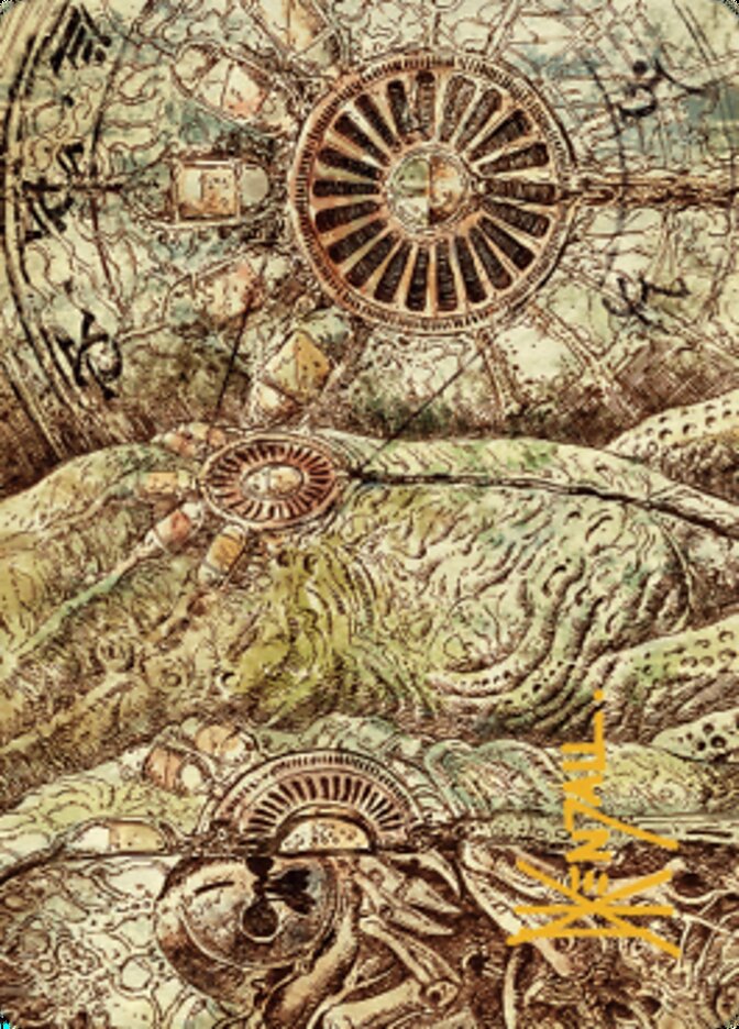 Phyrexian Processor Art Card (Gold-Stamped Signature) [The Brothers' War Art Series] | Dumpster Cat Games