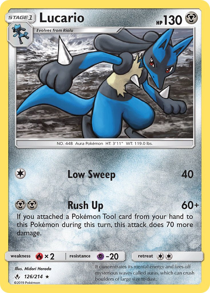 Lucario (126/214) (Theme Deck Exclusive) [Sun & Moon: Unbroken Bonds] | Dumpster Cat Games
