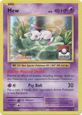 Mew (53/108) (League Promo 3rd Place) [XY: Evolutions] | Dumpster Cat Games