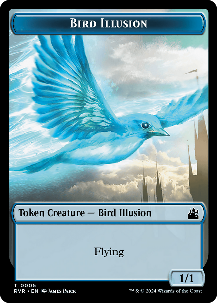 Elf Knight // Bird Illusion Double-Sided Token [Ravnica Remastered Tokens] | Dumpster Cat Games