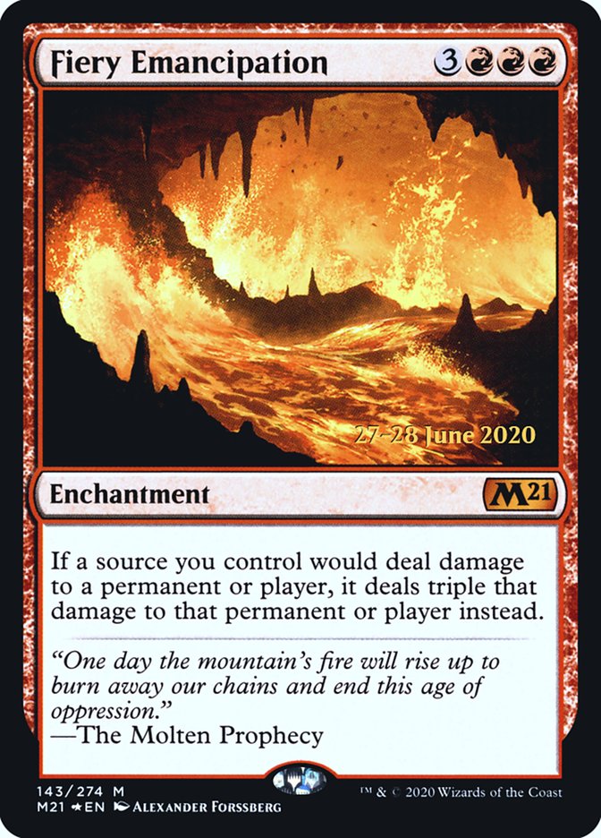 Fiery Emancipation  [Core Set 2021 Prerelease Promos] | Dumpster Cat Games