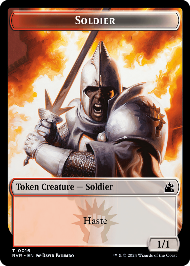Elf Knight // Soldier Double-Sided Token [Ravnica Remastered Tokens] | Dumpster Cat Games