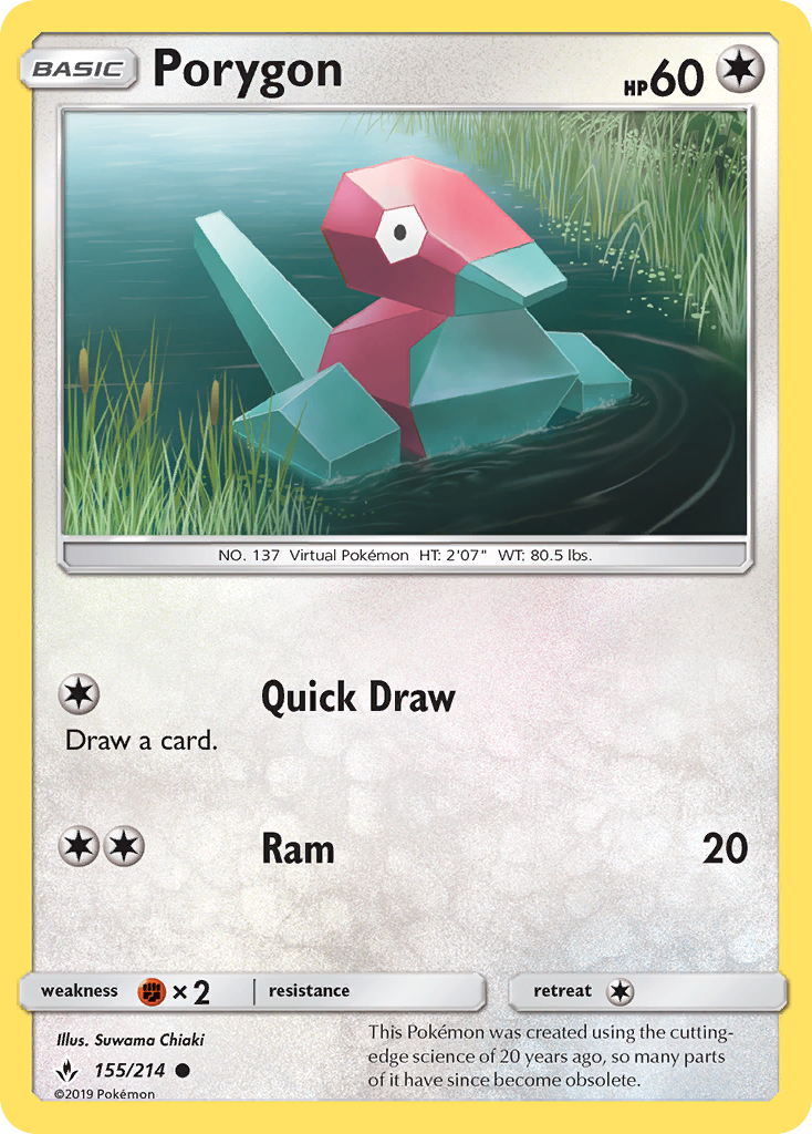 Porygon (155/214) [Sun & Moon: Unbroken Bonds] | Dumpster Cat Games