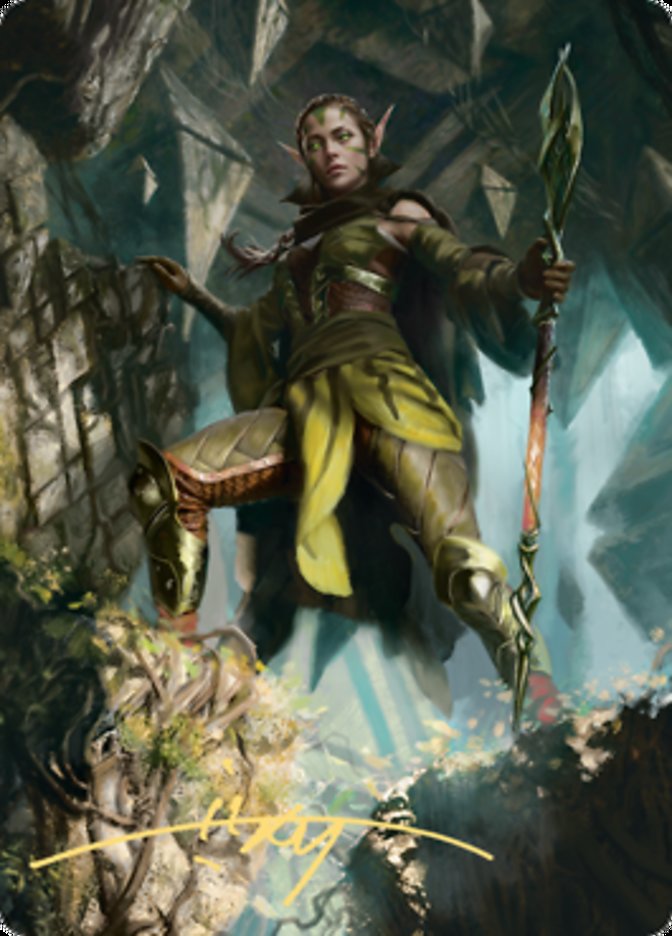Nissa of Shadowed Boughs 1 Art Card (Gold-Stamped Signature) [Zendikar Rising Art Series] | Dumpster Cat Games