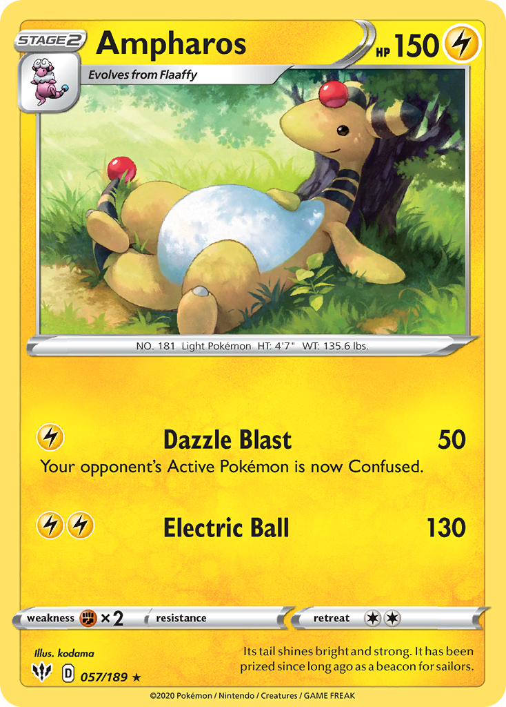 Ampharos (057/189) [Sword & Shield: Darkness Ablaze] | Dumpster Cat Games