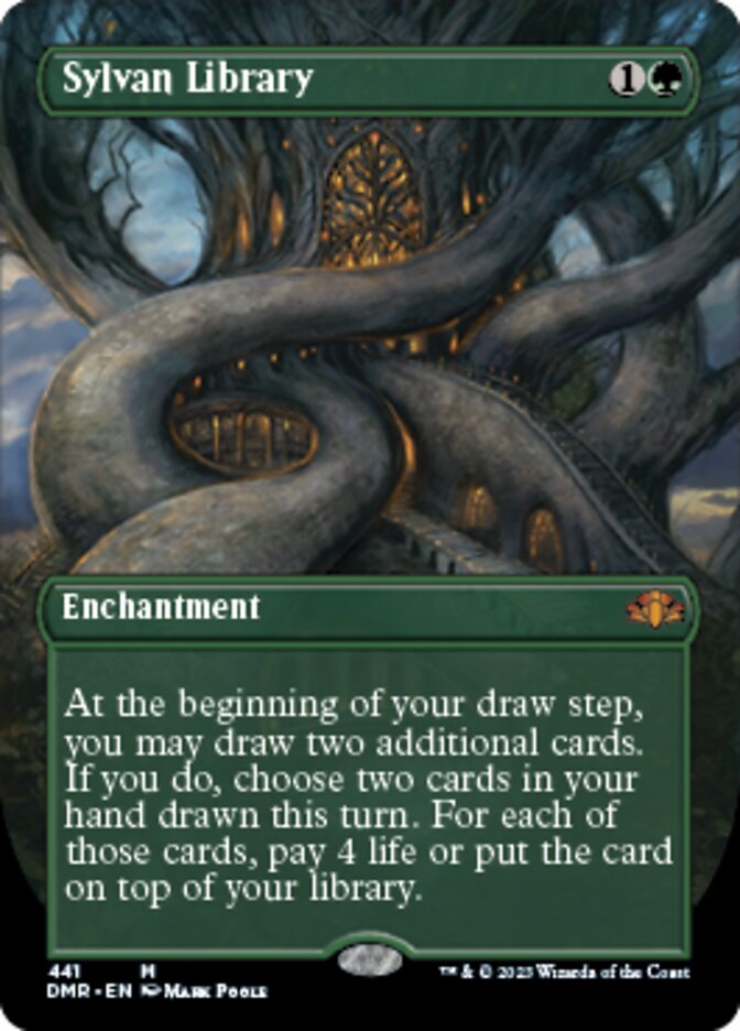 Sylvan Library (Borderless Alternate Art) [Dominaria Remastered] | Dumpster Cat Games
