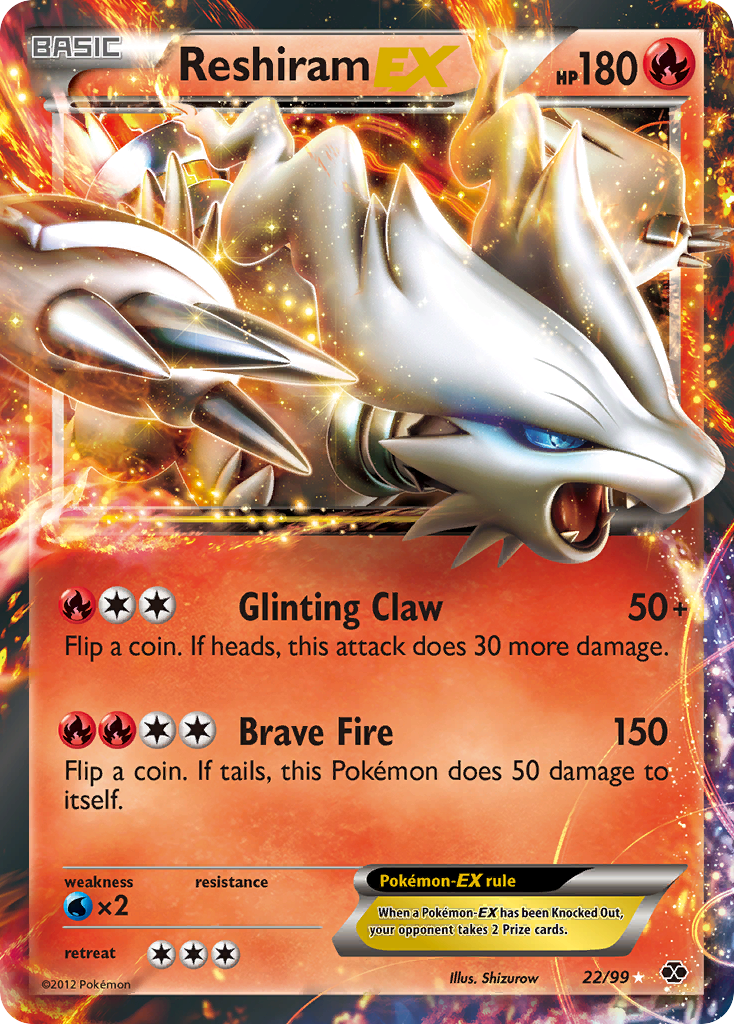 Reshiram EX (22/99) [Black & White: Next Destinies] | Dumpster Cat Games