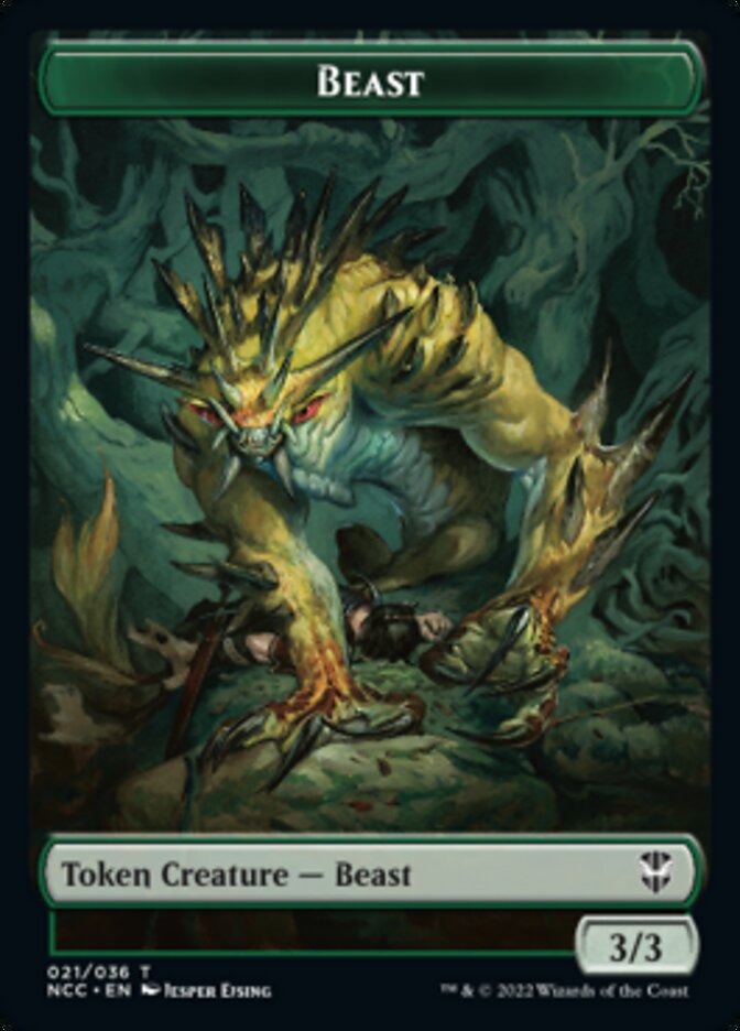 Beast // Saproling Double-sided Token [Streets of New Capenna Commander Tokens] | Dumpster Cat Games