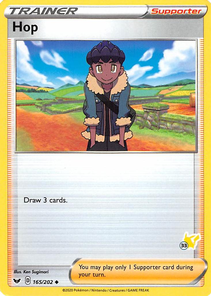 Hop (165/202) (Pikachu Stamp #33) [Battle Academy 2022] | Dumpster Cat Games