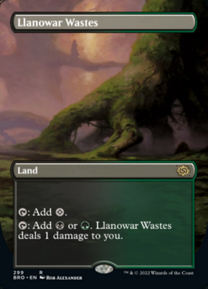 Llanowar Wastes (Borderless Alternate Art) [The Brothers' War] | Dumpster Cat Games