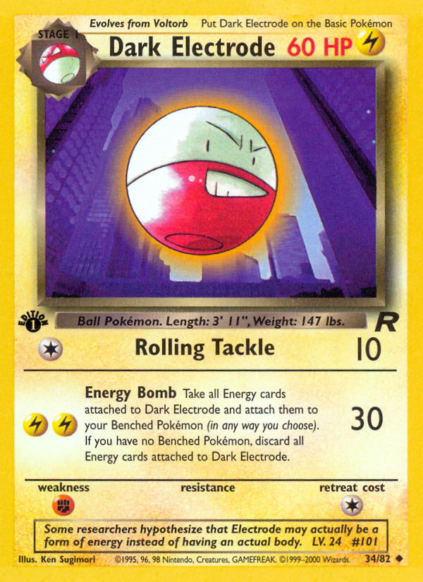 Dark Electrode (34/82) [Team Rocket 1st Edition] | Dumpster Cat Games