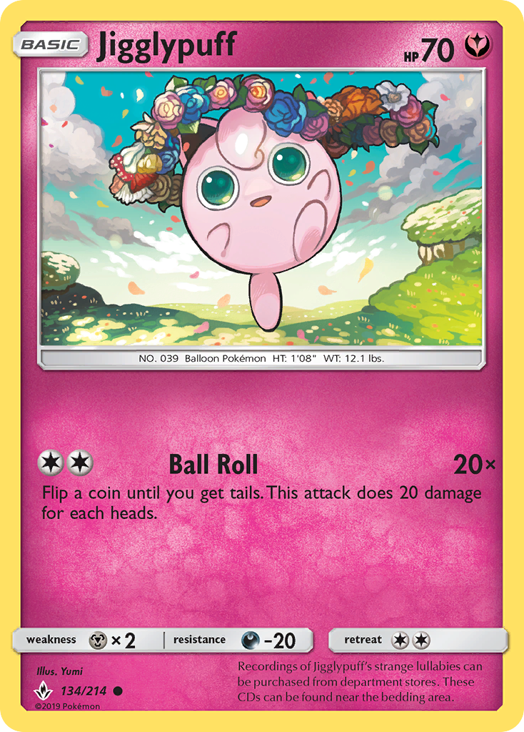 Jigglypuff (134/214) [Sun & Moon: Unbroken Bonds] | Dumpster Cat Games
