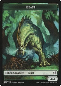 Beast // Saproling Double-sided Token [Commander: Zendikar Rising Tokens] | Dumpster Cat Games