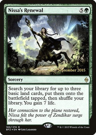 Nissa's Renewal [Battle for Zendikar Promos] | Dumpster Cat Games