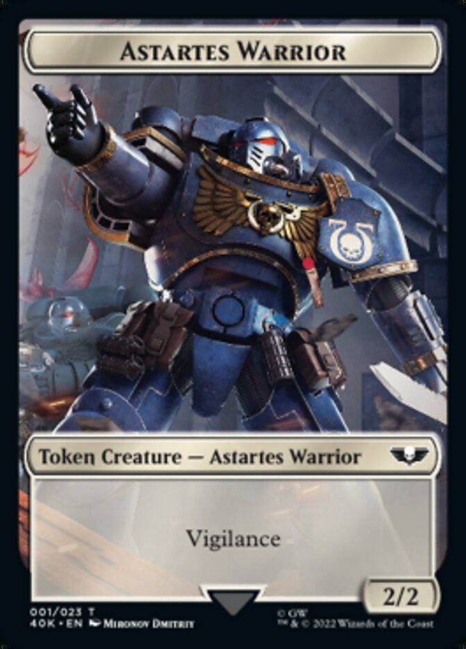 Astartes Warrior // Clue Double-sided Token (Surge Foil) [Universes Beyond: Warhammer 40,000 Tokens] | Dumpster Cat Games