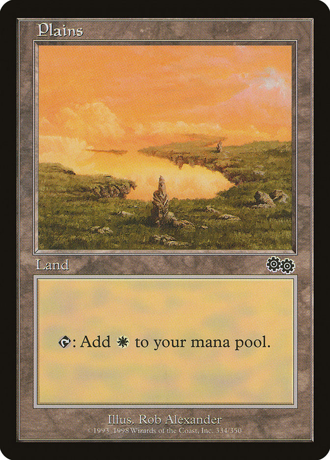 Plains (334) [Urza's Saga] | Dumpster Cat Games