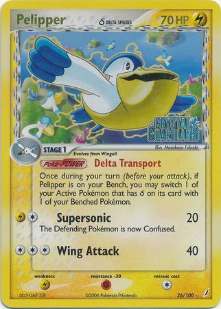 Pelipper (26/100) (Delta Species) (Stamped) [EX: Crystal Guardians] | Dumpster Cat Games