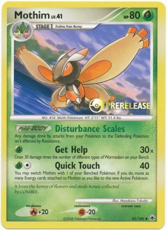 Mothim (42/100) (Prerelease Promo) [Diamond & Pearl: Black Star Promos] | Dumpster Cat Games