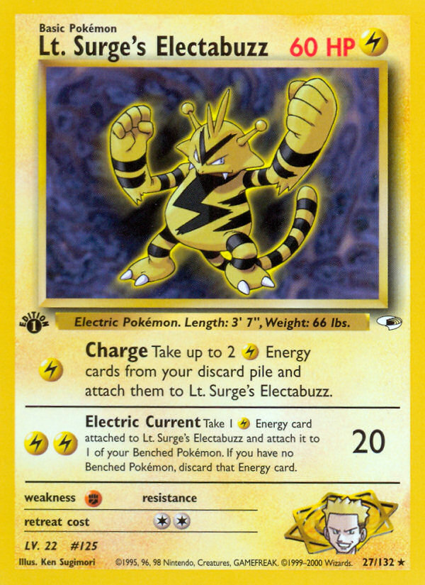 Lt. Surge's Electabuzz (27/132) [Gym Heroes 1st Edition] | Dumpster Cat Games