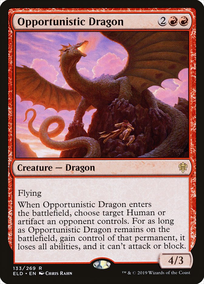 Opportunistic Dragon [Throne of Eldraine] | Dumpster Cat Games
