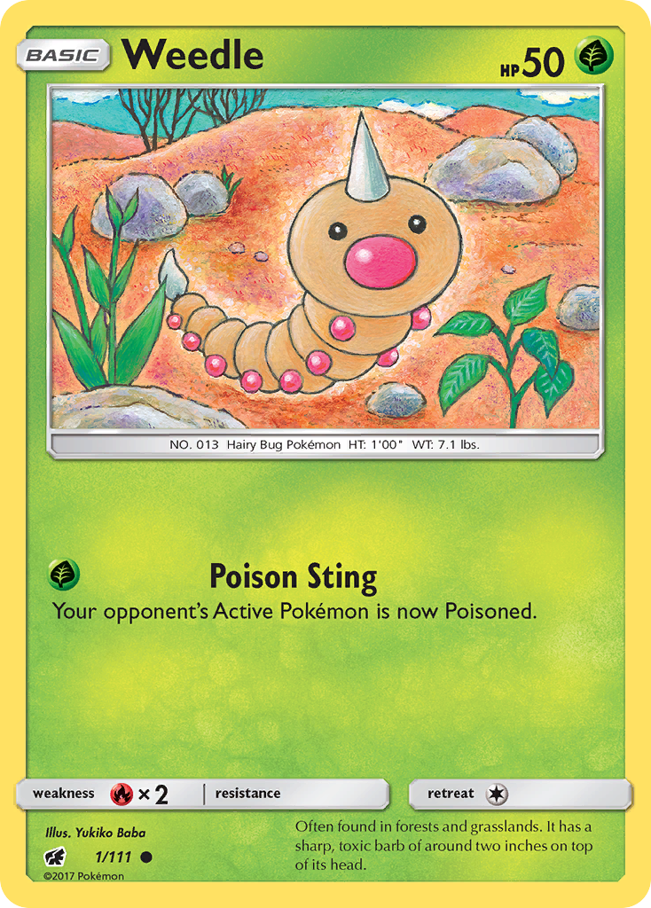Weedle (1/111) [Sun & Moon: Crimson Invasion] | Dumpster Cat Games