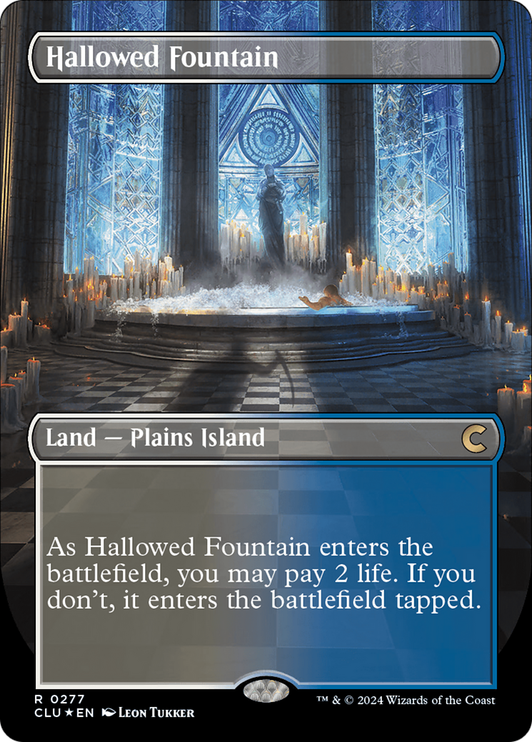 Hallowed Fountain (Borderless) [Ravnica: Clue Edition] | Dumpster Cat Games