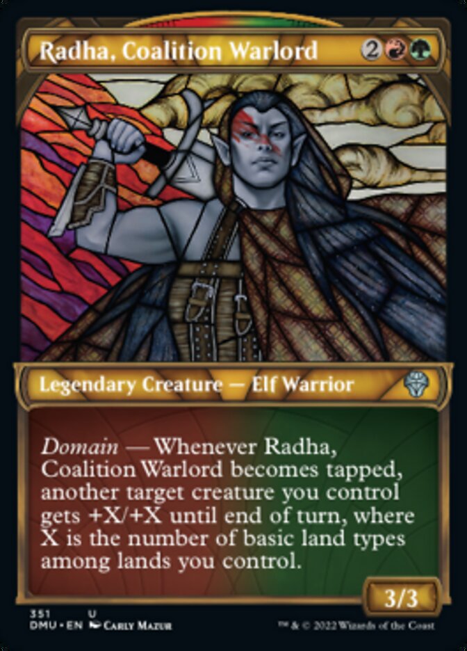 Radha, Coalition Warlord (Showcase Textured) [Dominaria United] | Dumpster Cat Games