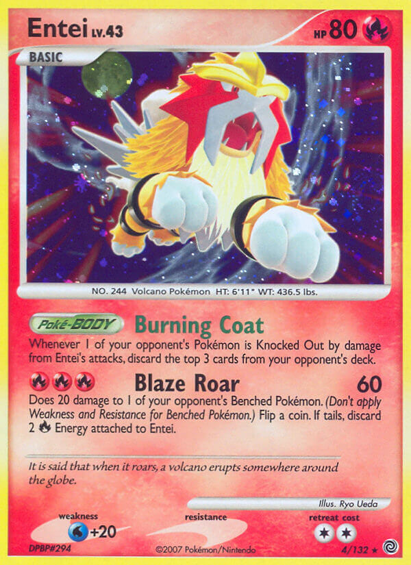 Entei (4/132) (Cracked Ice Holo) [Diamond & Pearl: Secret Wonders] | Dumpster Cat Games