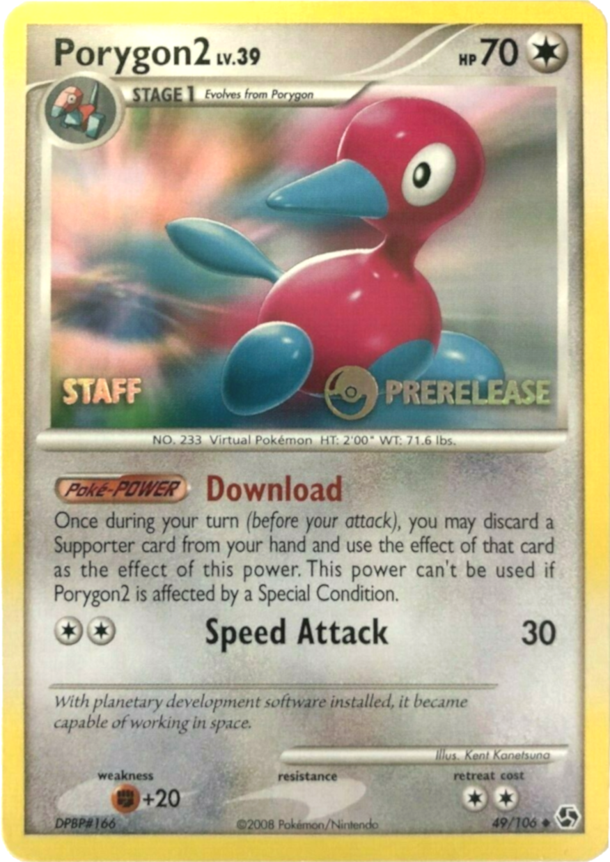 Porygon2 (49/106) (Staff Prerelease Promo) [Diamond & Pearl: Black Star Promos] | Dumpster Cat Games