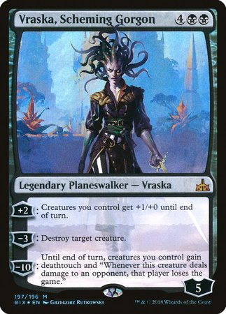 Vraska, Scheming Gorgon [Rivals of Ixalan] | Dumpster Cat Games