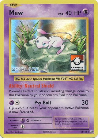 Mew (53/108) (League Promo 2nd Place) [XY: Evolutions] | Dumpster Cat Games