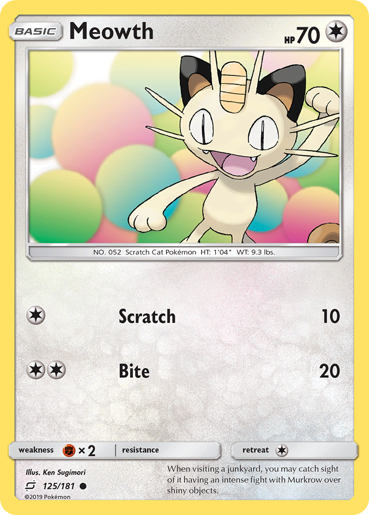 Meowth (125/181) [Sun & Moon: Team Up] | Dumpster Cat Games