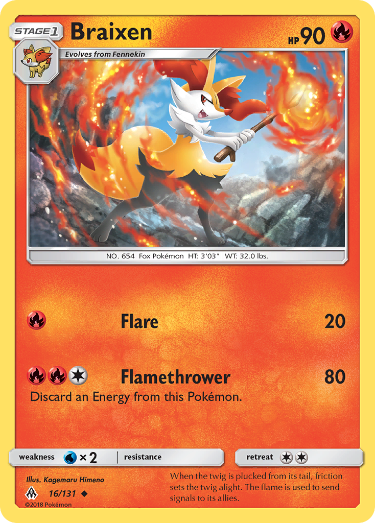 Braixen (16/131) [Sun & Moon: Forbidden Light] | Dumpster Cat Games