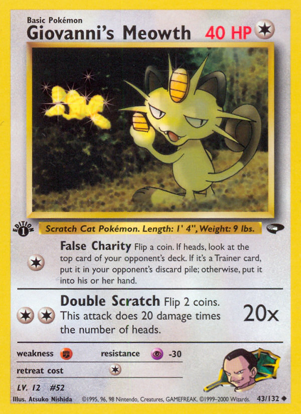 Giovanni's Meowth (43/132) [Gym Challenge 1st Edition] | Dumpster Cat Games