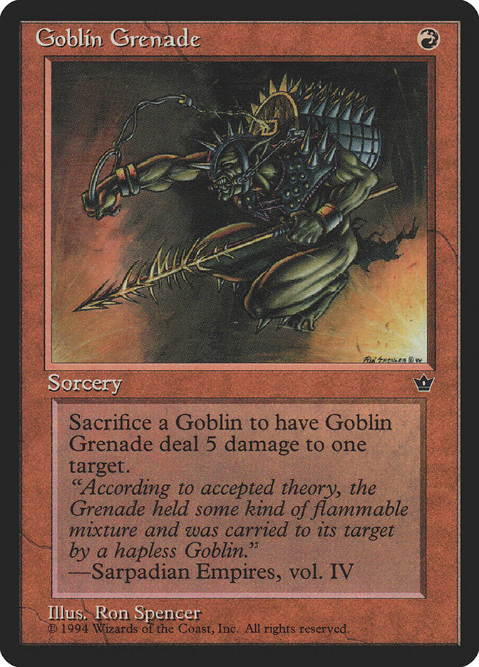 Goblin Grenade (Ron Spencer) [Fallen Empires] | Dumpster Cat Games