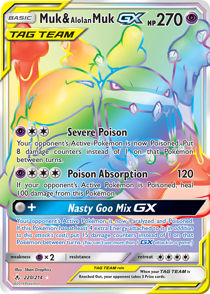 Muk & Alolan Muk GX (220/214) [Sun & Moon: Unbroken Bonds] | Dumpster Cat Games