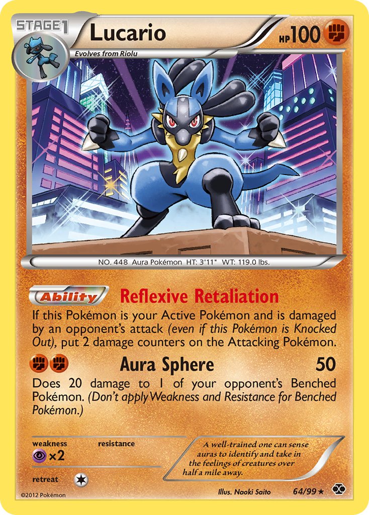 Lucario (64/99) (Cosmos Holo) (Blister Exclusive) [Black & White: Next Destinies] | Dumpster Cat Games