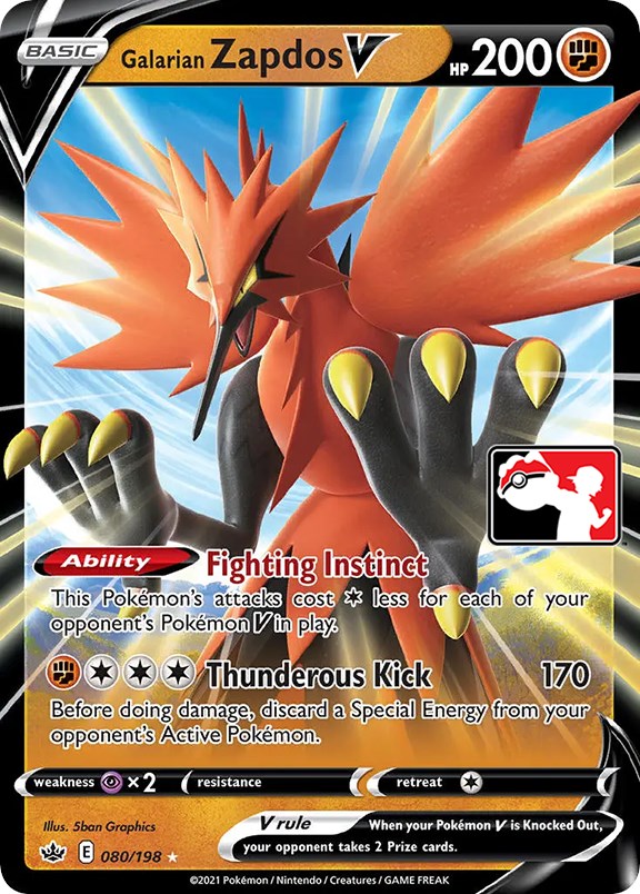 Galarian Zapdos V (080/198) [Prize Pack Series One] | Dumpster Cat Games